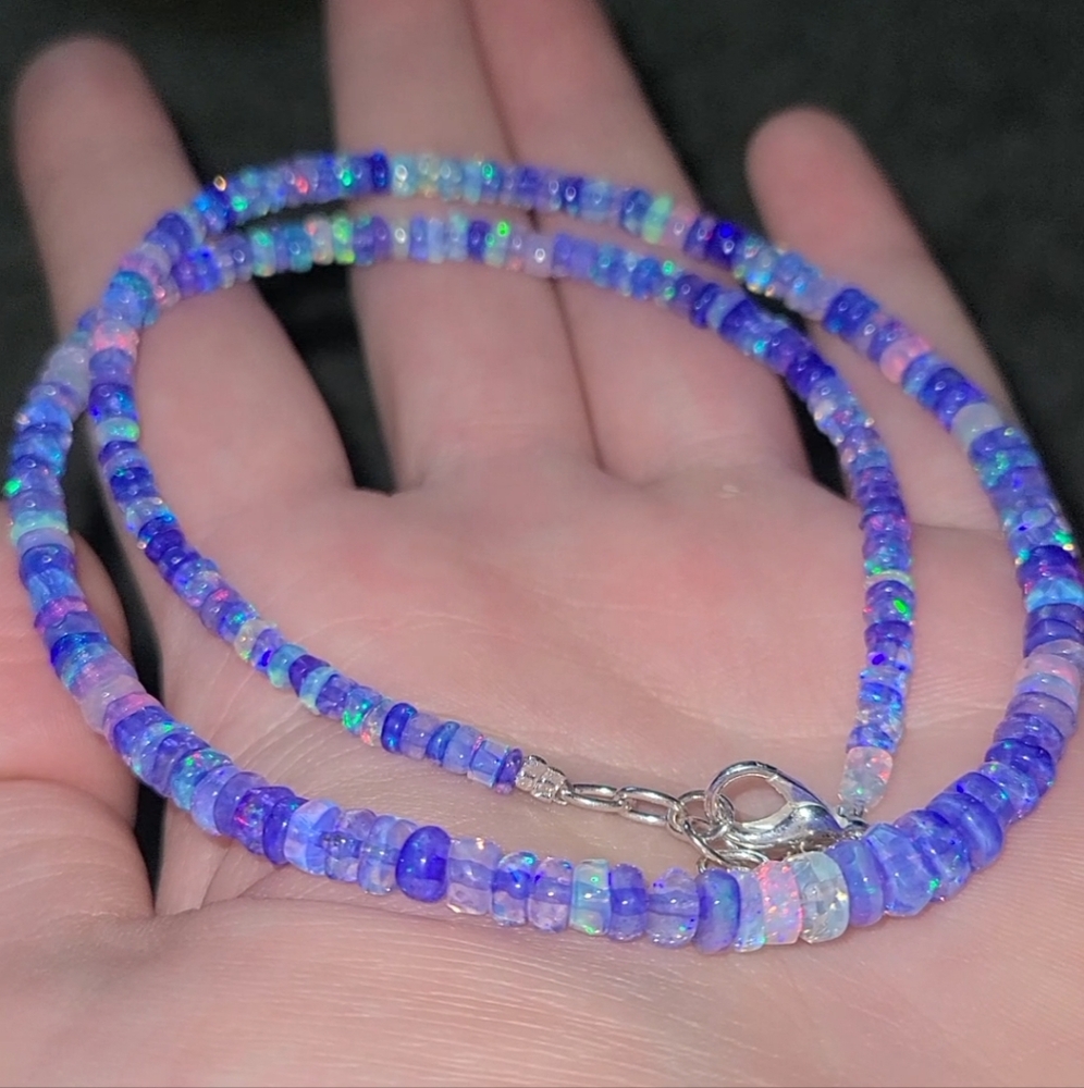 ***SOLD***Natural Periwinkle Blue Ethiopian Welo Opal Necklace